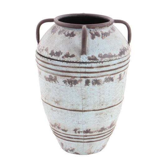 Set of 3 Blue Metal Rustic Vase, 26", 23", 19"
